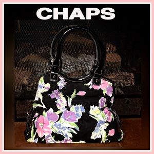 CHAPS Gramercy Floral Satchel w/Patent Leather